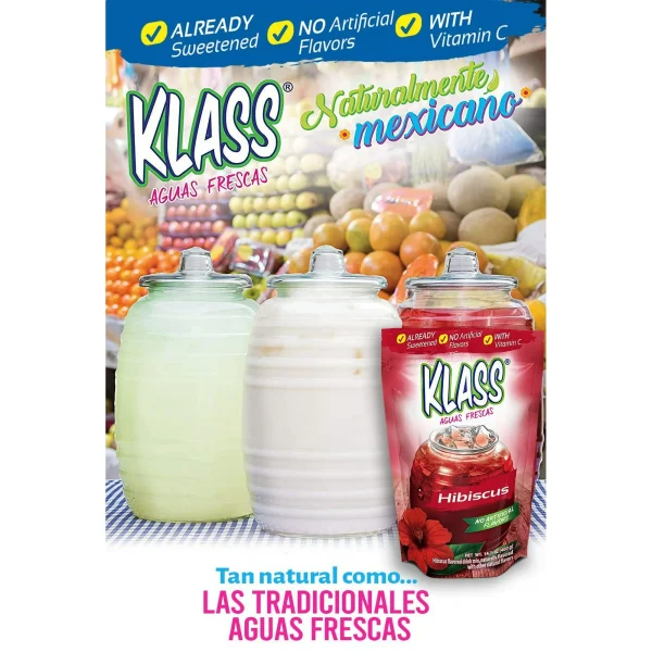 Klass Aguas Frescas Hibiscus, with Vitamin C, Multiserve, Powdered Drink Mix, 14.1oz - Image 3
