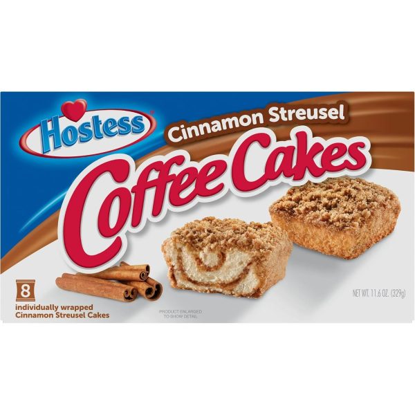 HOSTESS Cinnamon Coffee Cake, Topped with Streusel, Individually Wrapped, 8 Count, 11.6 oz (Pack of 4 boxes)