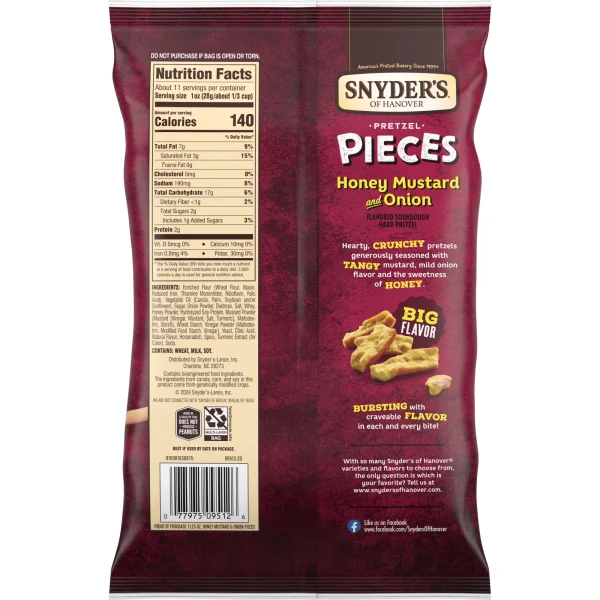 Snyder's of Hanover Honey Mustard & Onion Flavored Pretzel Pieces, 11.25 oz - Image 5