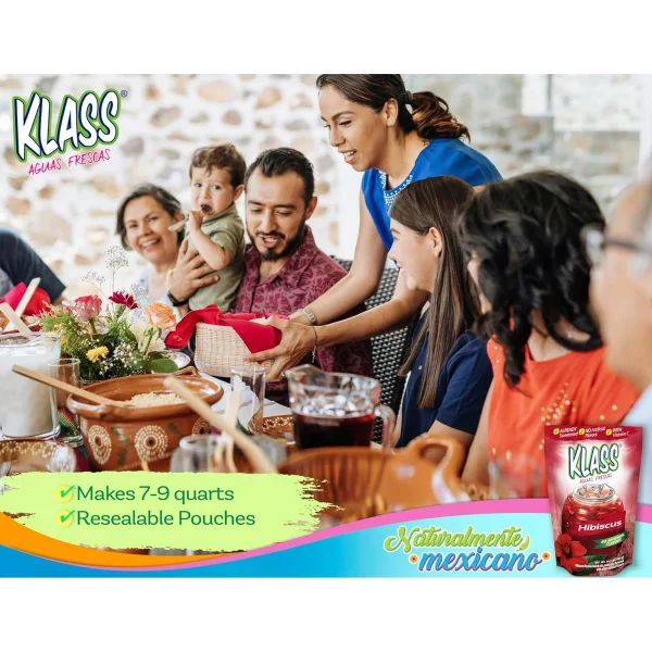 Klass Aguas Frescas Hibiscus, with Vitamin C, Multiserve, Powdered Drink Mix, 14.1oz - Image 6