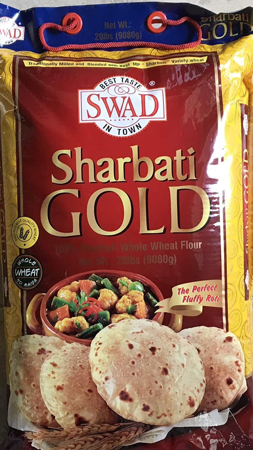 Swad Gold 100% Sharbati Whole Wheat Flour - 20 Pound