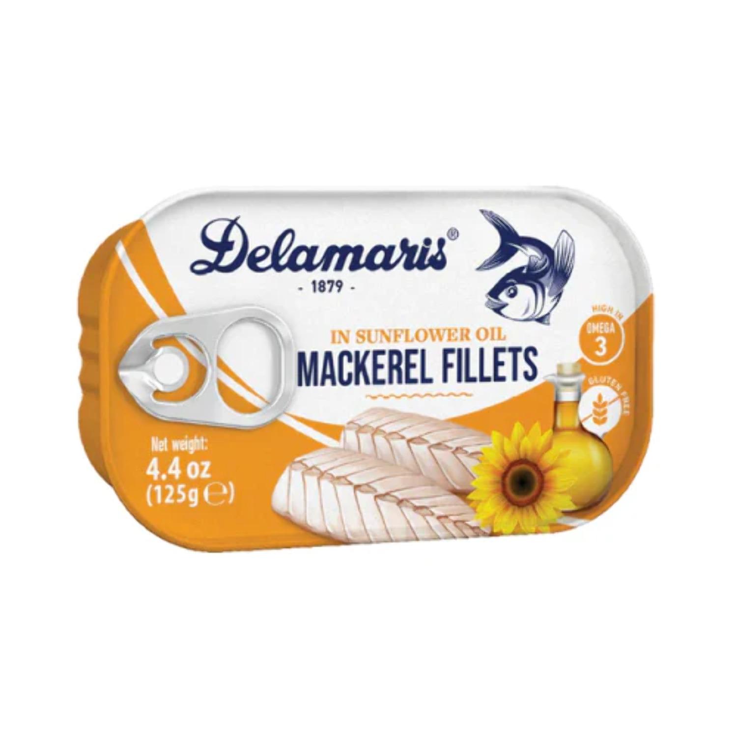 Delamaris Mackerel Fillets In Sunflower Oil 125g