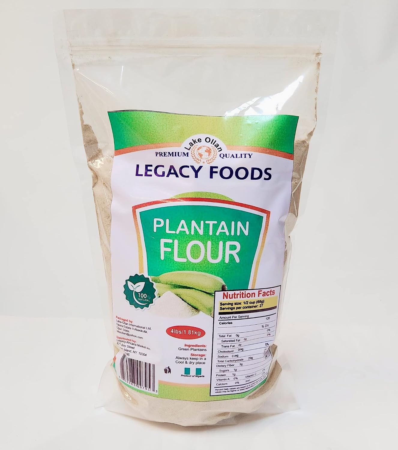 Pure Plantain Flour 4lbs